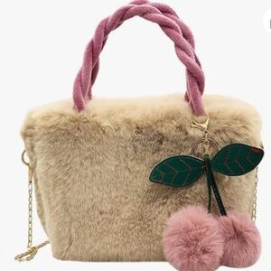 Plush Mini ‘Basket’ Purse & Cherry Key Charm
